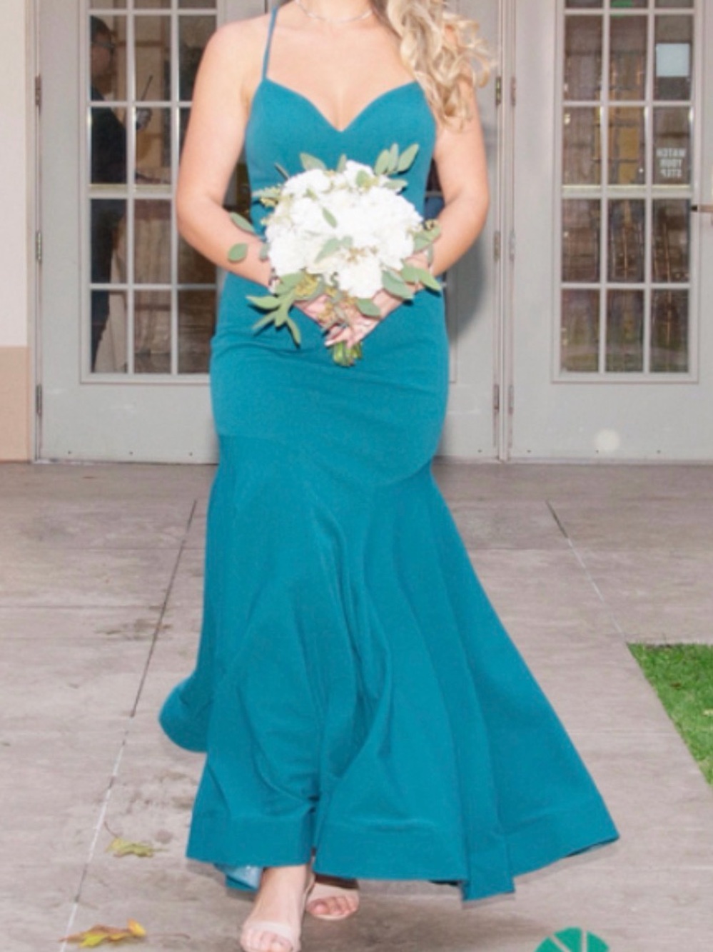 Azazie Peacock (Teal) Stretch Spaghetti-Strap Mermaid Maxi Dress